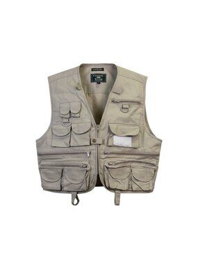 Crystal River Mens Beige Utility Fishing Vest Multi-Pocket Durable Design Sz M